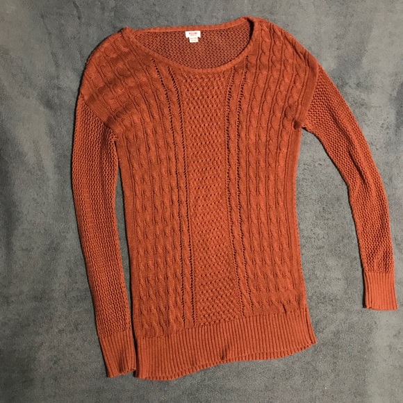 PLUS SIZE Rust Orange Cable Knit Sweater - Picture 2 of 4